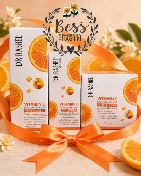 Kit Vitamin C DR. RASHEL (enfocada en la limpieza profunda, el cuidado de la mirada y la aclaración del tono de la piel) 3 productos